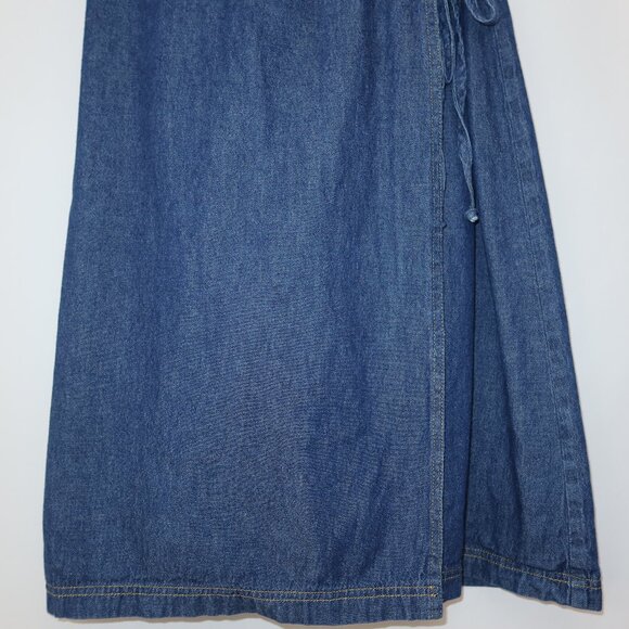 Tabloid Denim Wrap Dress Sz Small Retro Grannycore Cottage Farm Classic Western - Picture 11 of 13